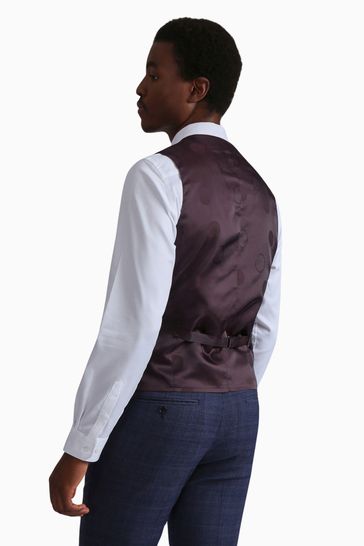 Ted Baker Tailoring Blue Chelia Slim Fit Check Waistcoat