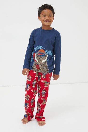 FatFace Red Wilfred Mammoth Pyjama Set