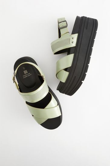 Buy Sage Green Extra Wide Fit Chunky Wedge Sandals from Next Bahrain