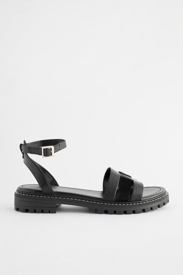 Buy Black Extra Wide Fit Forever Comfort Leather Cleated Sandals from Next Ireland