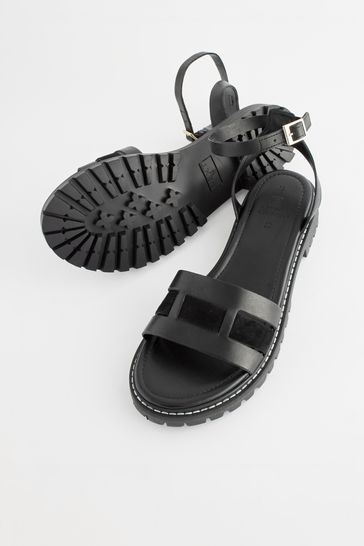 Buy Black Extra Wide Fit Forever Comfort Leather Cleated Sandals from Next Ireland