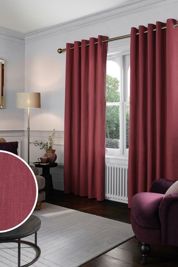 Raspberry Pink Cotton Blackout/Thermal Eyelet Curtains