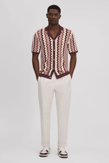 Knitted cuban collar shirt top