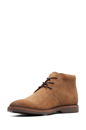 Clarks Brown Cognac Suede Atticus Lt Hi Boots