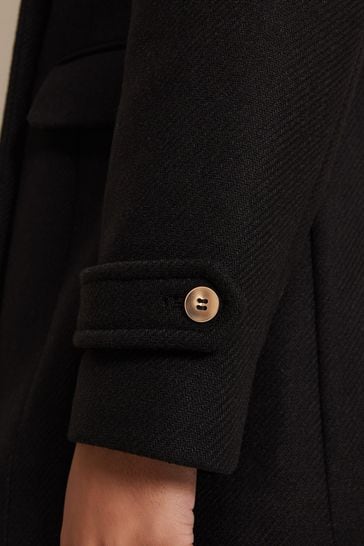 Buy Phase Eight Petite Aurelie Wool Smart Black Peacoat from Next