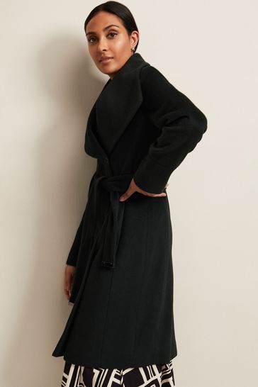 Dark green cheap wrap coat