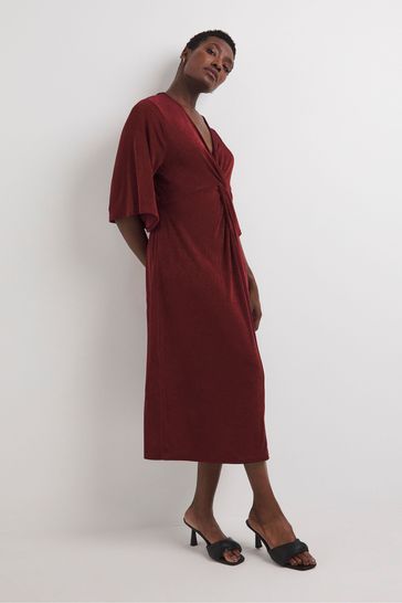 JD Williams Wine Slinky Twist Front Dress