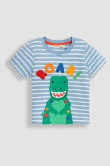 Camiseta azul con aplicación interactiva T-Rex de JoJo Maman Bébé