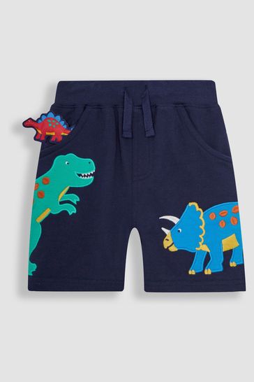 JoJo Maman Bébé Navy Blue Dino Appliqué Pet in Pocket Shorts