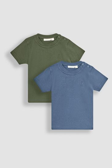 JoJo Maman Bébé Denim Blue Classic Plain 2-Pack T-Shirts