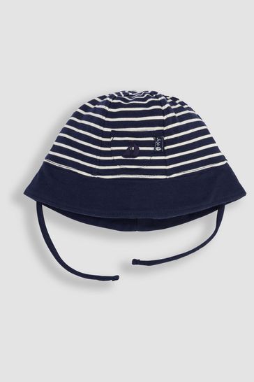 JoJo Maman Bébé Navy Ecru Stripe Stripe Baby Sun Hat