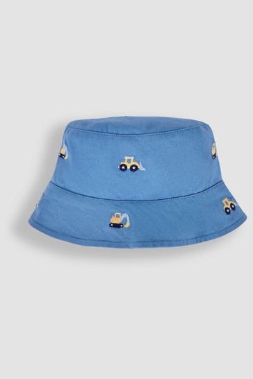 JoJo Maman Bébé Blue Digger Embroidered Twill Sun Hat