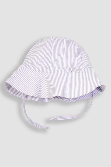JoJo Maman Bébé Lilac Purple Seersucker Stripe Floppy Sun Hat