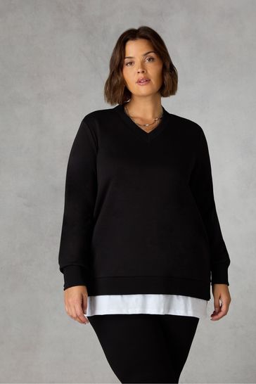 Live Unlimited Curve Jersey Layered Black Sweatshirt