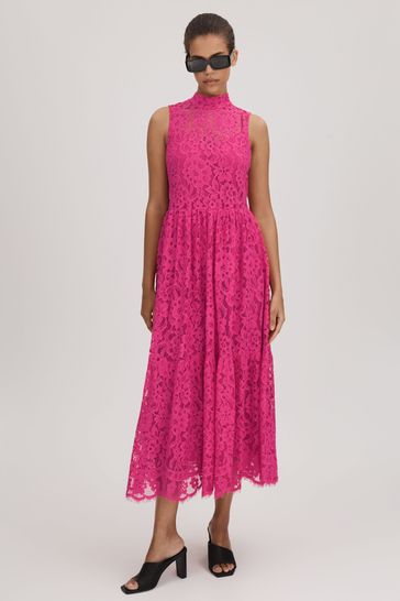 Lace back midi dress cheap