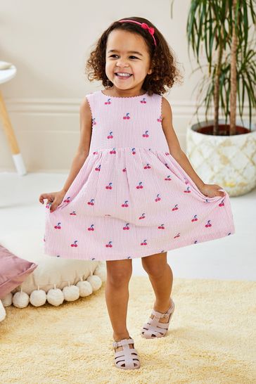 Buy JoJo Maman Bebe Pink Cherry Stripe Embroidered Summer Dress from Next Canada