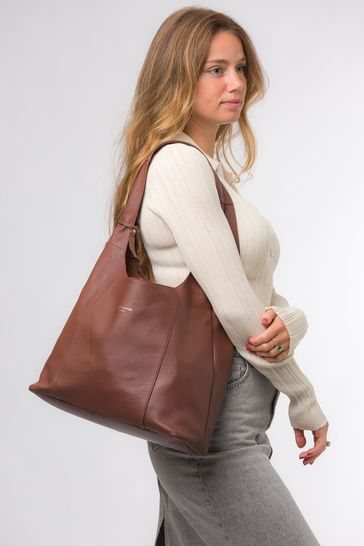 Tan leather grab bag cheap