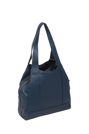 Blue leather handbag on sale