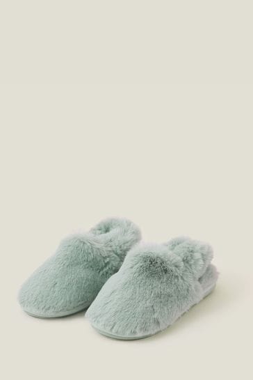 Buy Accessorize Green Faux Fur Slingback Slippers from Next Austria