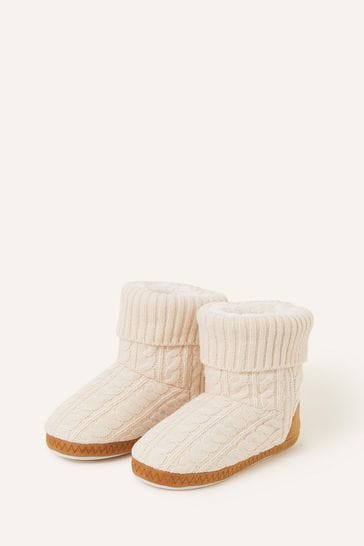 Accessorize Cream Cable Knitted Slipper Boots