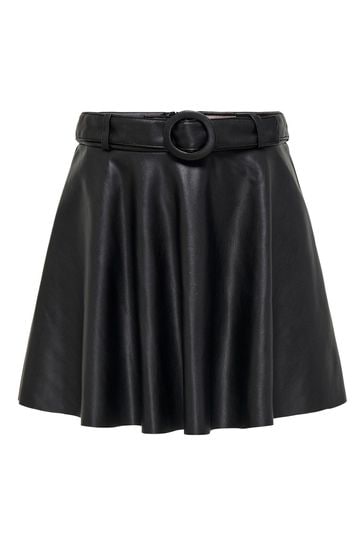 Buy ONLY KIDS Black Faux Leather Belted Skater Skirt from Next
