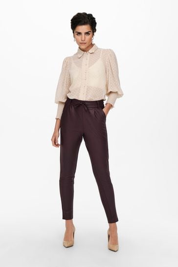 Burgundy leather trousers uk hotsell
