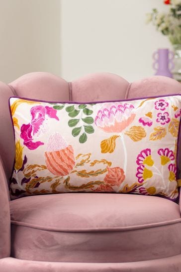 Furn Pink Protea Floral Feather Filled Cushion