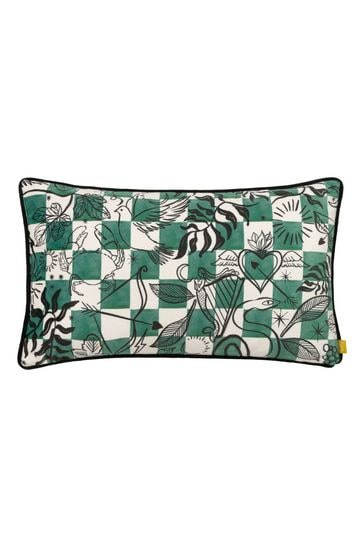 Furn Green Mythos Velvet Piped Polyester Filled Cushion