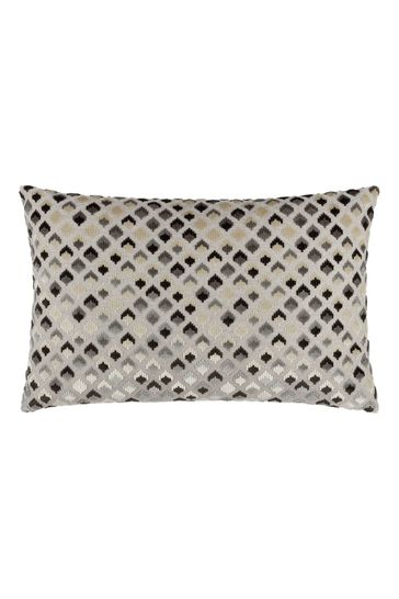 Paoletti Grey Lexington Velvet Jacquard Polyester Filled Cushion