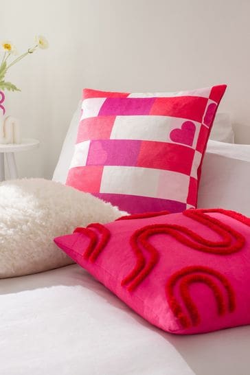 heya home Pink Biglove Velvet Feather Filled Cushion