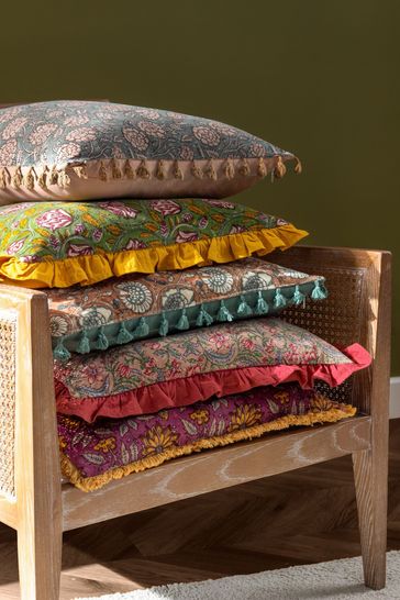 Buy Paoletti Pink Haven Floral 100 Cotton Velvet Feather Filled Cushion from Next Bahrain