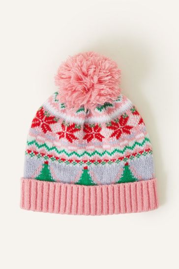 Buy Accessorize Pink Christmas Fair Isle Beanie Hat from Next