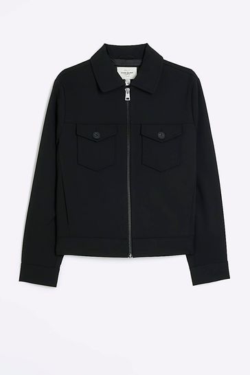 River island black denim jacket hot sale