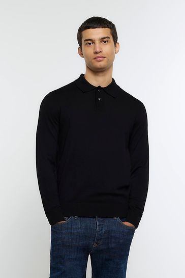 Buy River Island Black Essential Polo Shirt from Next Luxembourg