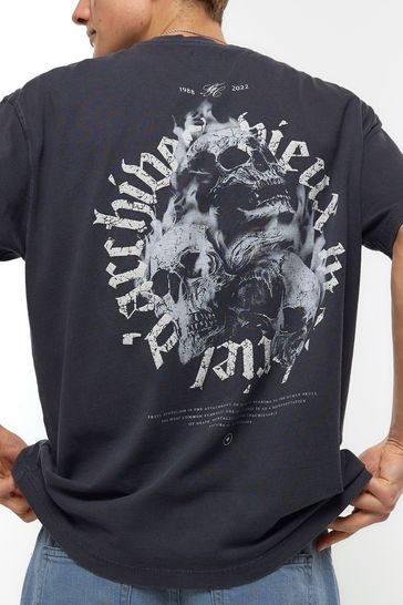 River island skull t shirt clearance