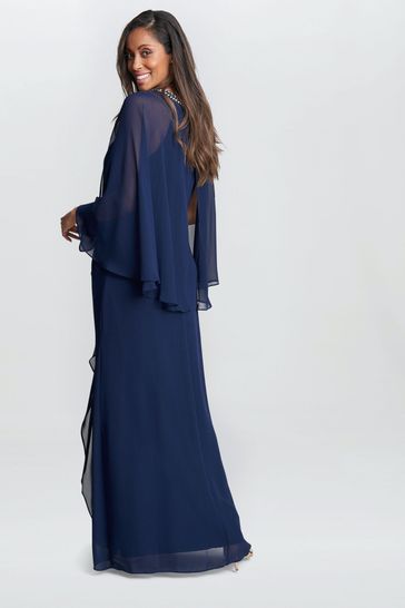 Buy Gina Bacconi Blue Polly Maxi Halter Neck Dress With