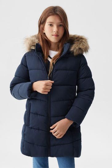 Furry hooded parka mango shop