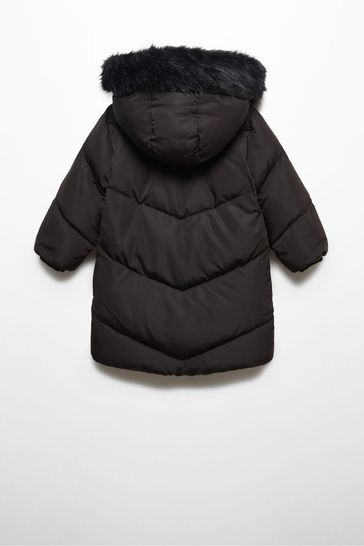 Buy Mango Black Quilted Down Anorak with Hood from the Laura