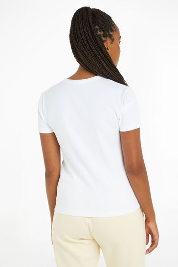 Calvin Klein Jeans White Woven Label T Shirt