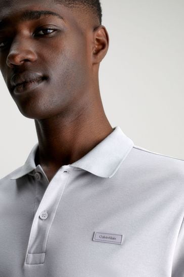 Buy Calvin Klein Slim Grey Cotton Polo Shirt from Next Luxembourg