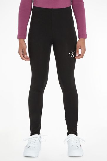 Calvin Klein Jeans Black Monogram Logo Leggings