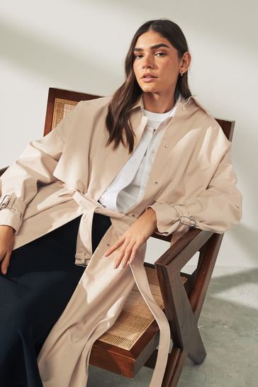 Calvin Klein Cream Tech Cotton Trench Coat