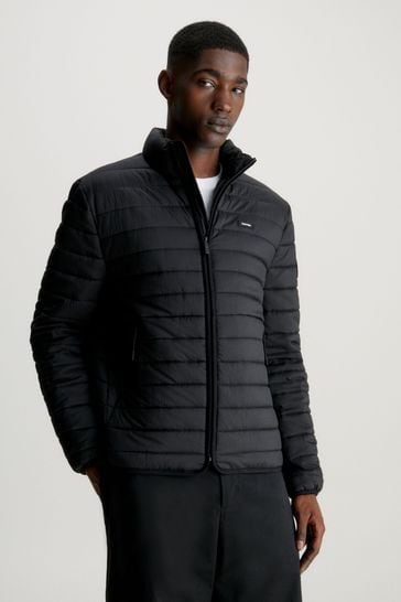 Calvin Klein Black Crinkle Quilt Jacket