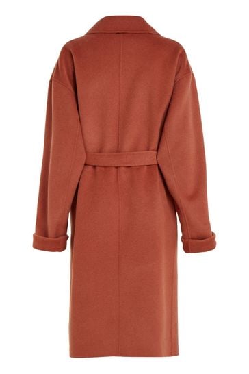 Calvin klein belted wrap coat black deals