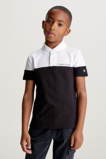Buy Calvin Klein Jeans Pique Block Black Polo Shirt from Next Canada
