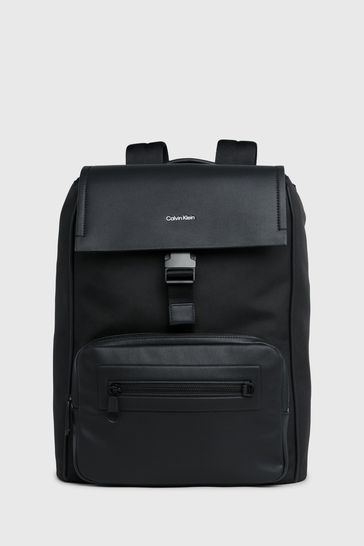 Calvin Klein Black Elevated Flap Backpack
