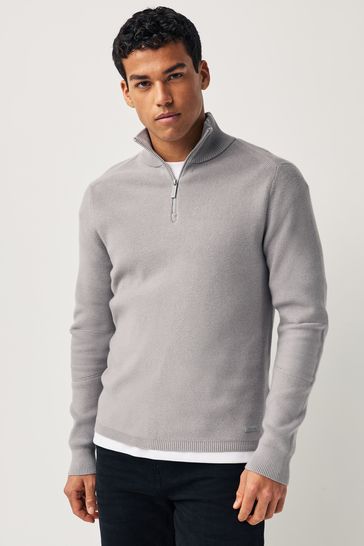 Calvin Klein Grey Rib Zip Sweater