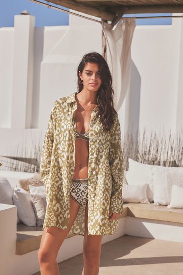 Khaki green top beach cover up