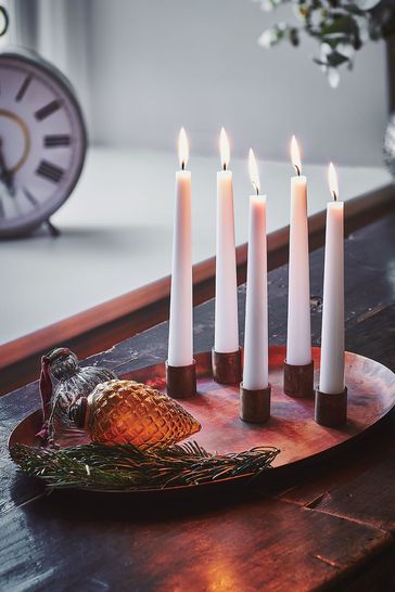 Ivyline Copper Christmas Oval Centrepiece Metal with Magnetic Candle Holders