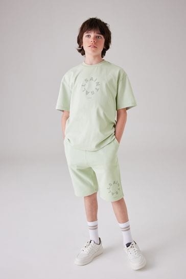 Buy smALLSAINTS Light Green Boys Tierra 100 Cotton T Shirt and Sweat Shorts Set from Next Oman